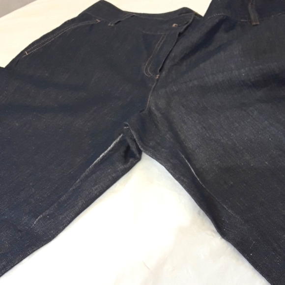 Talbots Sz 10 Black Signature Flare Wide Leg Linen Blend Chambray Pockets Pants - Picture 11 of 11